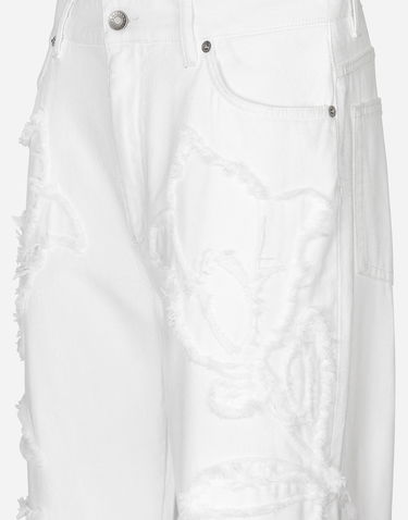 Jeans Dolce & Gabbana Embroidered Boyfriend Jeans Hvid | FTCGNZG8LC6S9001, 3