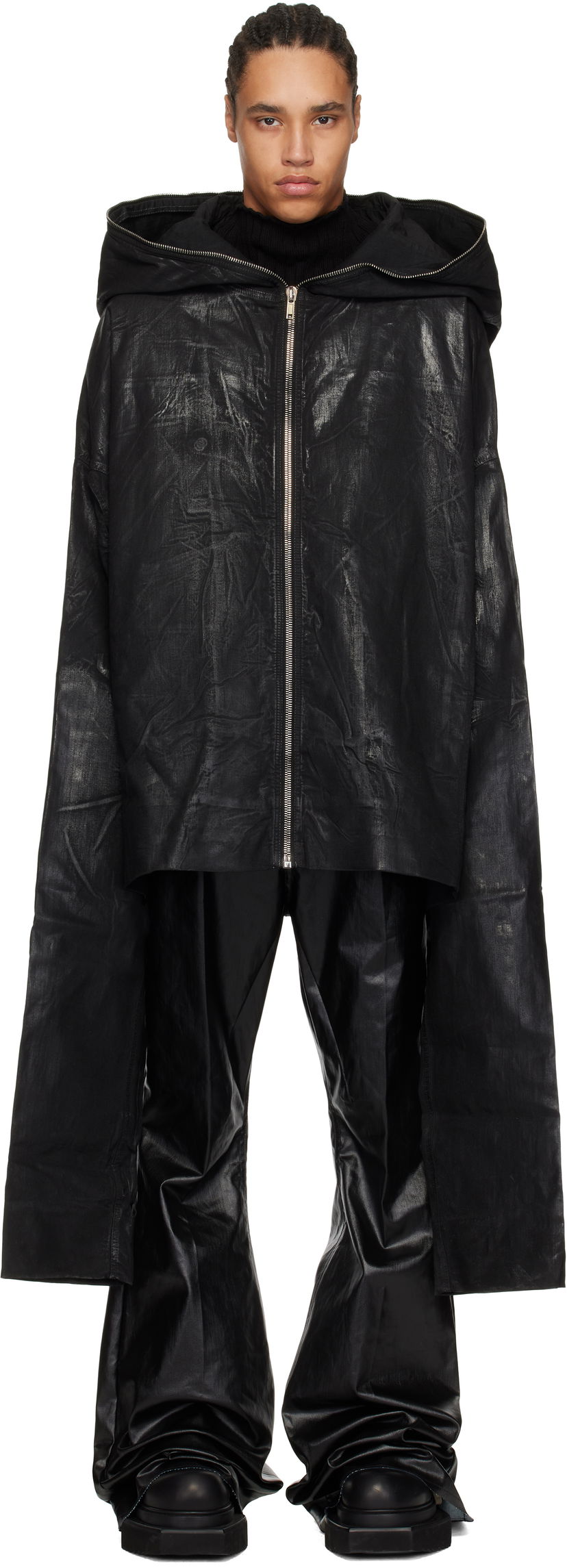 Sweatshirt Rick Owens Rick Owens DRKSHDW Hollywood Gimp Kaftan Denim Jacket Sort | DU01E3780 SCF