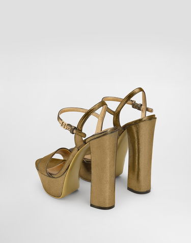 Sneakers og sko Dolce & Gabbana Foiled Organzine Platform Sandals Metalisk | CR1781A573680997, 2