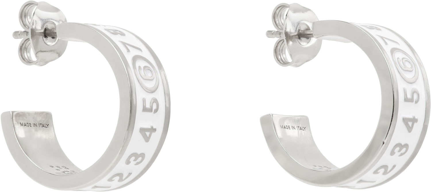 Øreringe Maison Margiela MM6 Maison Margiela White Enamel Number Logo Earrings Hvid | SM6VG0084 P7211, 1