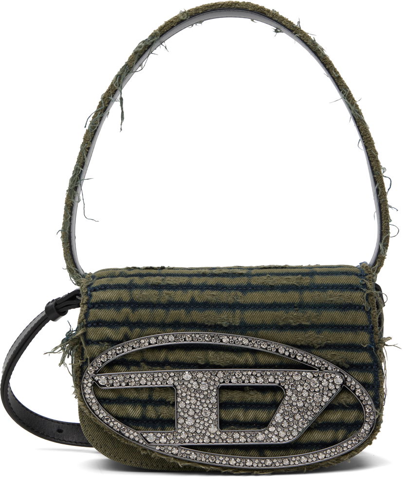 Håndtaske Diesel Diesel 1DR Denim Crystal-Embellished Bag Grøn | X08396 P5567