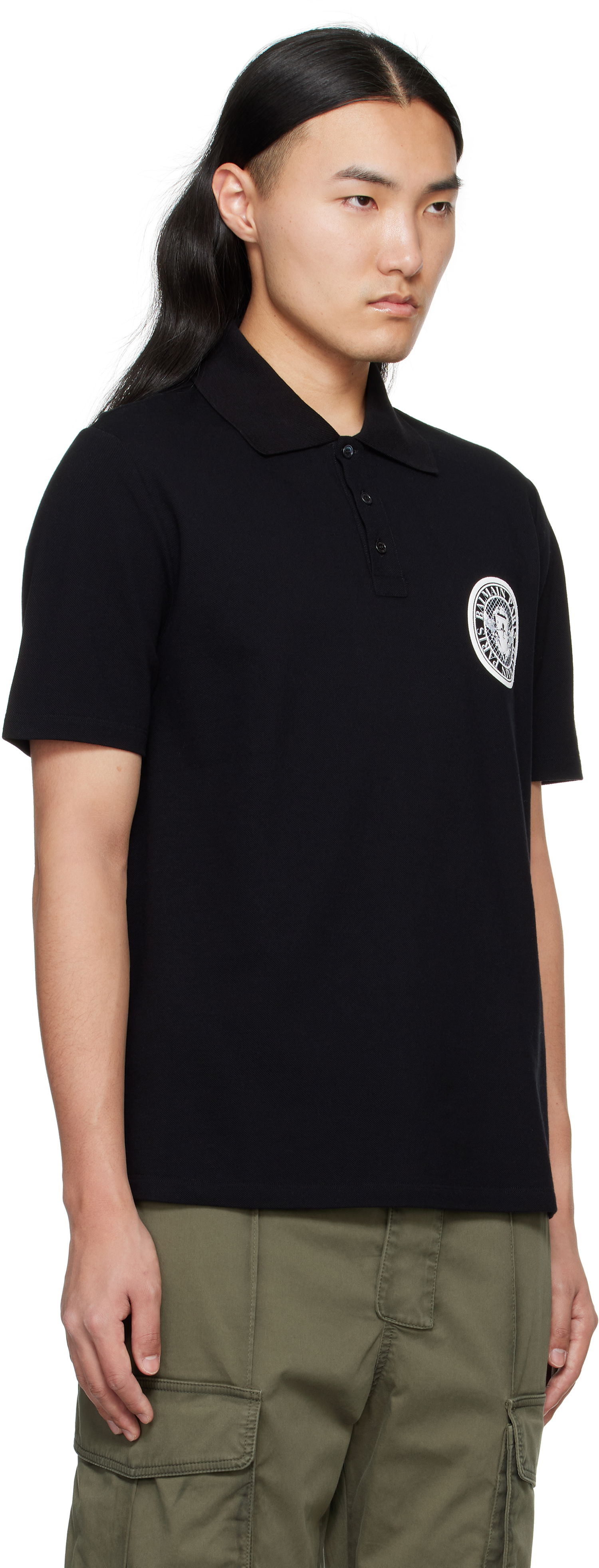 Polo skjorte Balmain Balmain Coin Print Polo Sort | EH1GC026BC94, 1