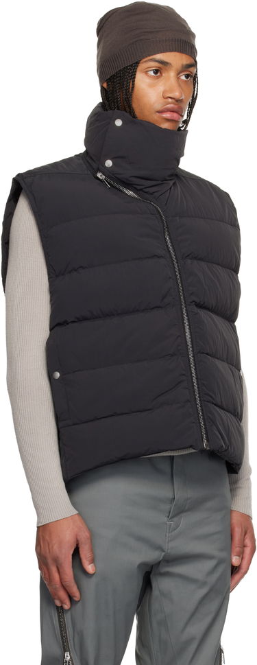 Vest Rick Owens Concordians Flight High Neck Asymmetrical Zip Puffer Down Vest Sort | RU02E1798 MTD1, 1