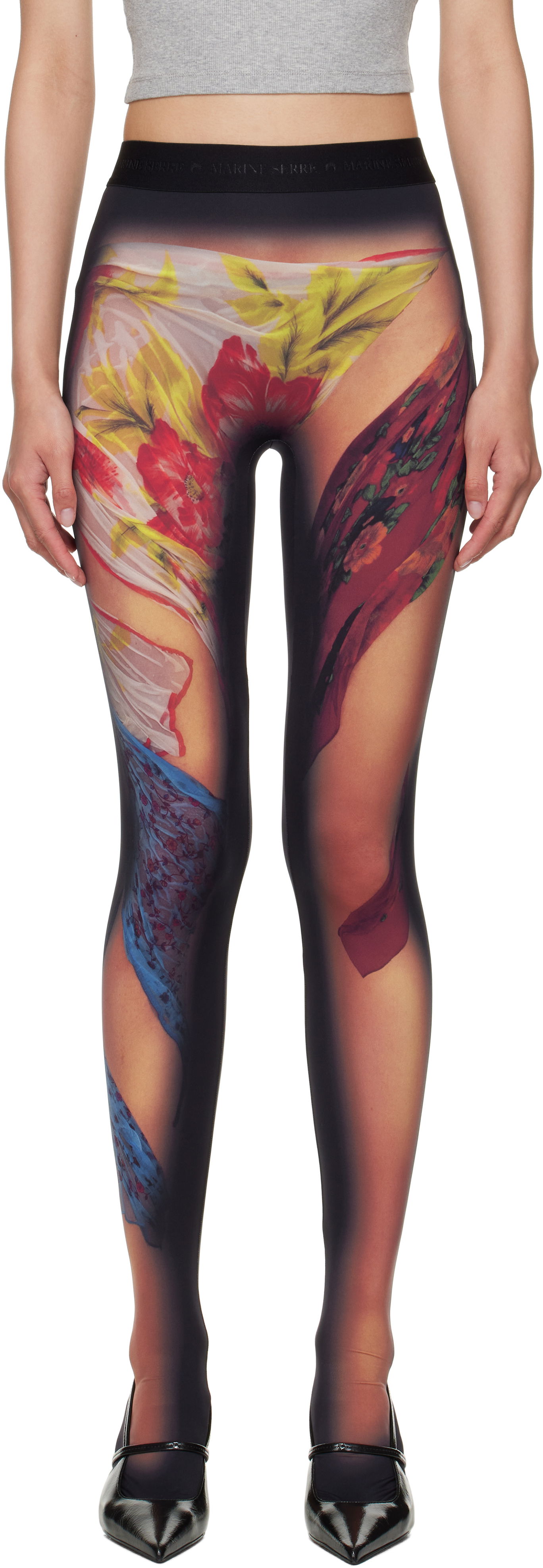 Leggings Marine Serre Marine Serre Recycled Draped Statue Jersey Leggings Sort | WPA043A CJER0076, 0