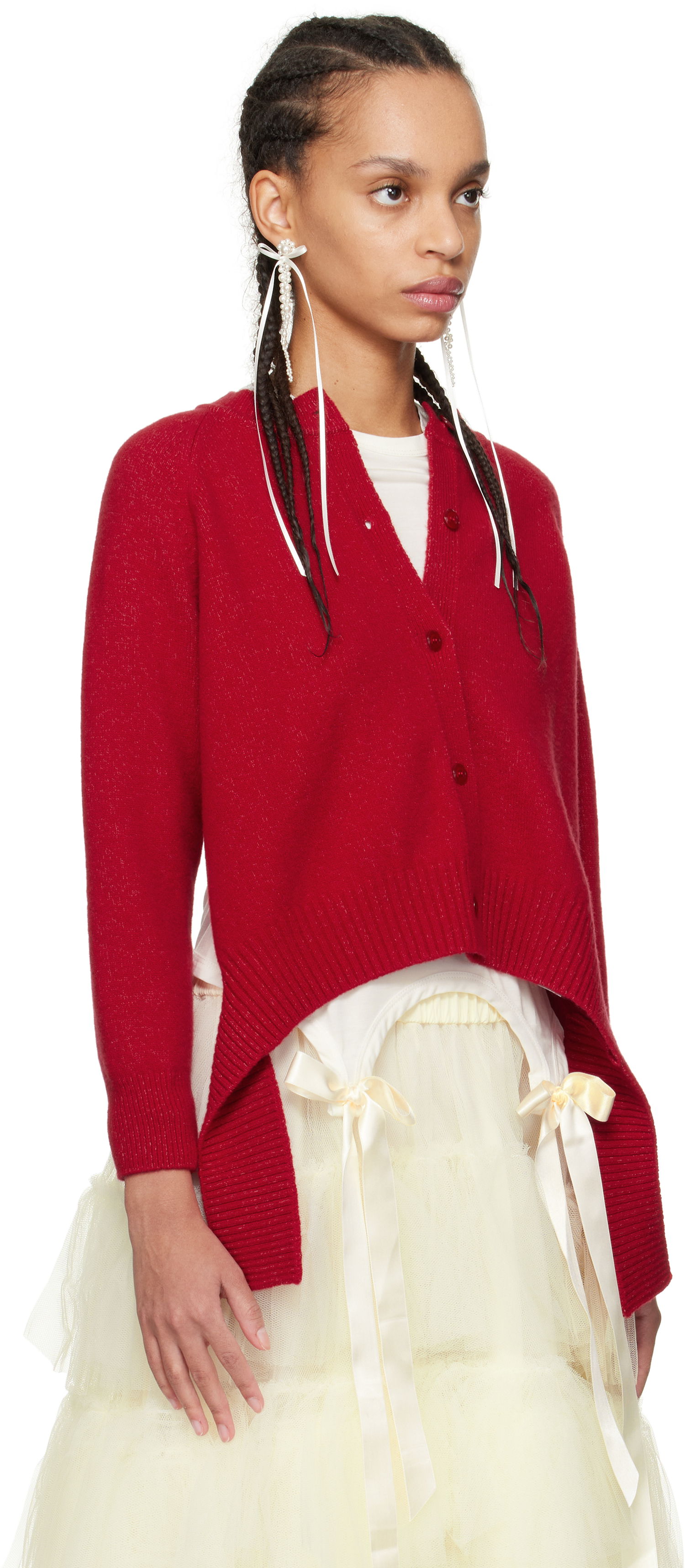 Sweater Simone Rocha Simone Rocha Open Back Cardigan Rød | LMK7 0660, 1