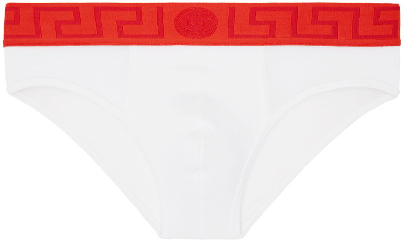 Krop Versace Greca Border Briefs Hvid | AU10027_1A10011