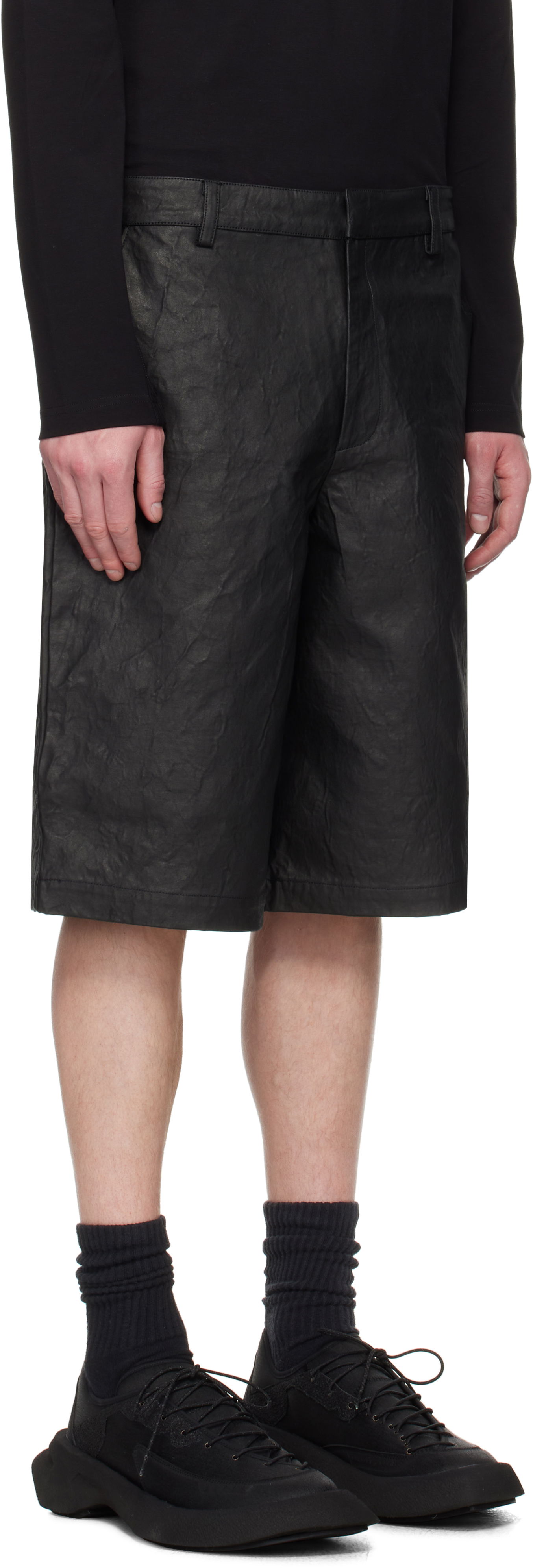 Shorts HELIOT EMIL Armada Textured Wide-Leg Shorts Sort | SS25_M_10_195_BLK01, 1