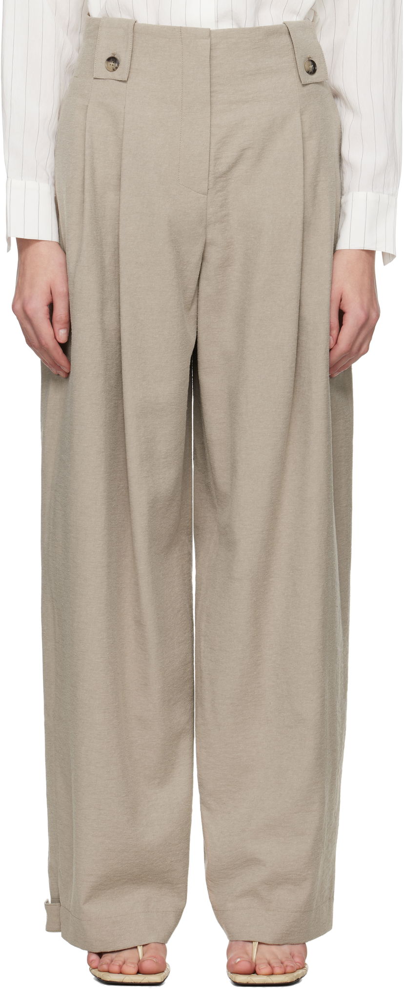 Bukser Nanushka Nanushka Jenci Pleated Trousers Beige | NW25SSPA26192