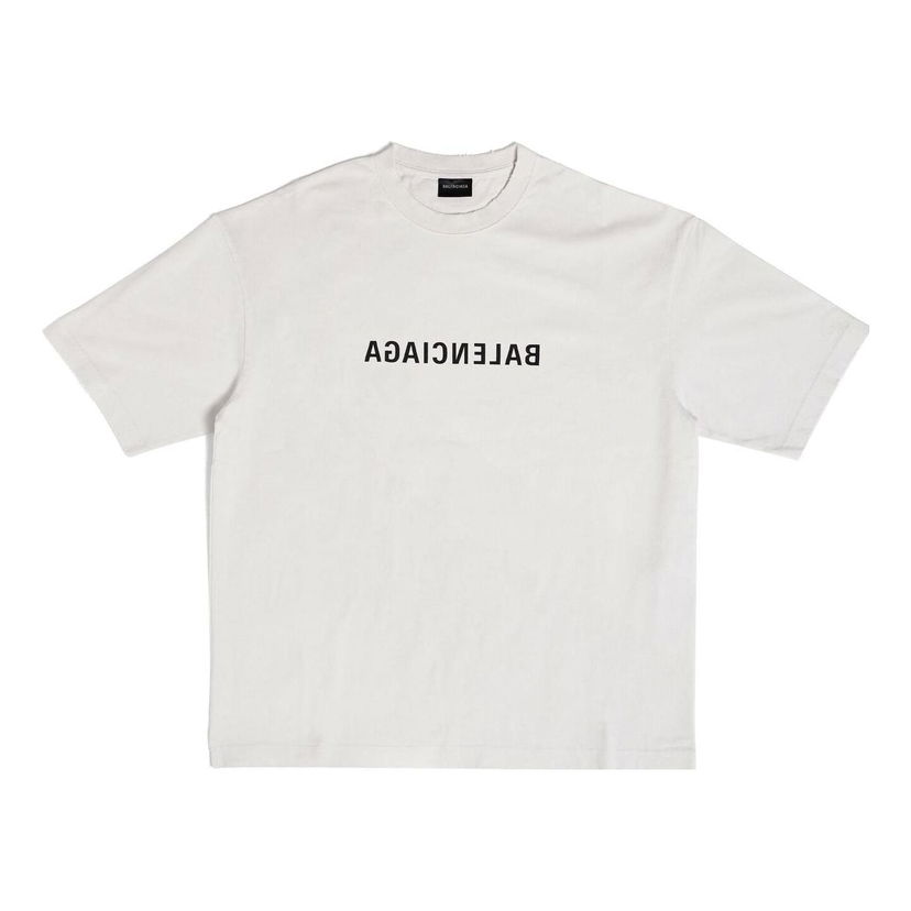 T-shirt Balenciaga Mirror T-Shirt Medium Fit Hvid | 612966TNVV89784