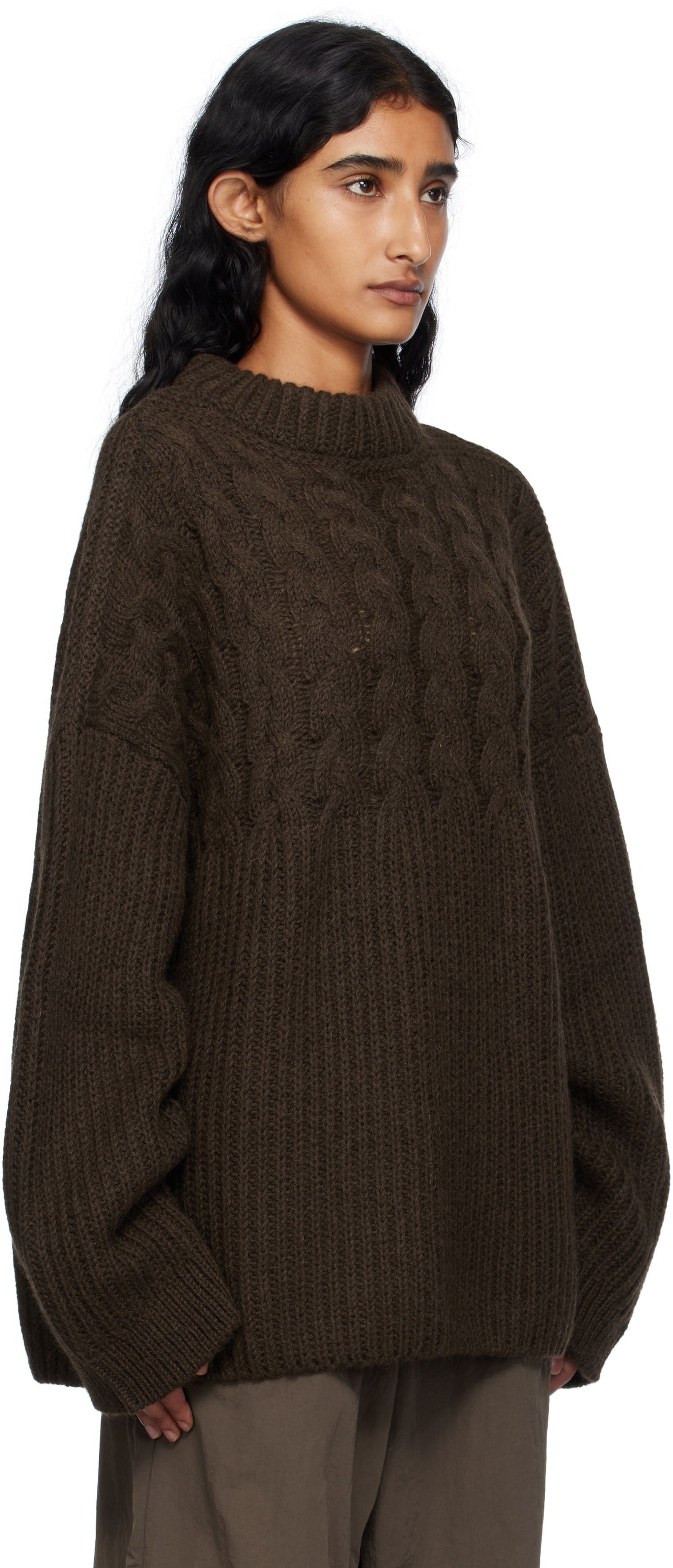 Sweater Cecilie Bahnsen Cecilie Bahnsen Belinda Cable Knit Sweater Brun | 2.25KNI51004 BELINDA JUMPER, 1