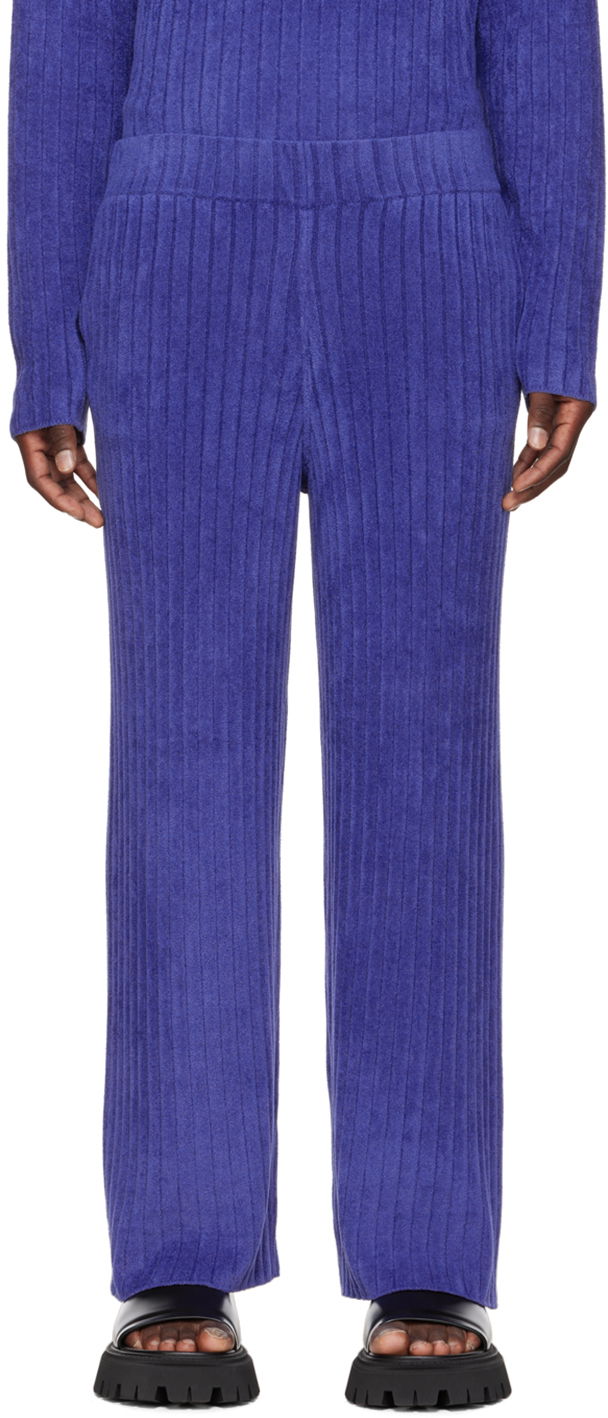 Bukser Dion Lee Ribbed Knit Lounge Pants Blå | C7101P22