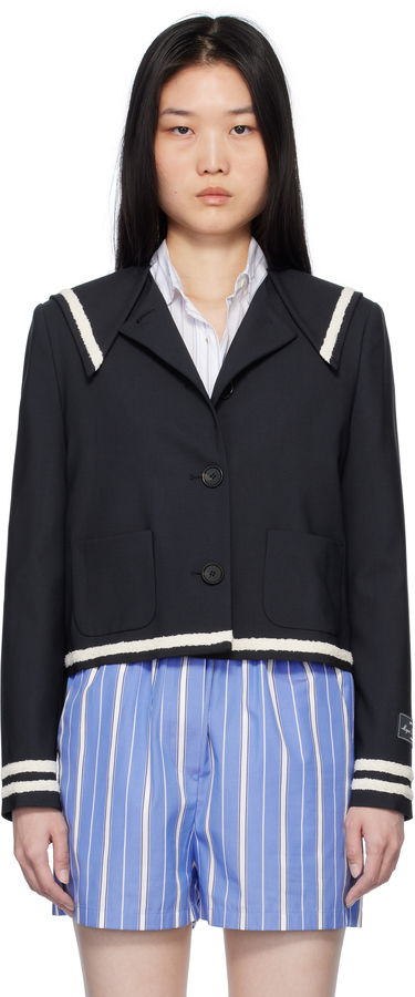 Jakke MSGM MSGM Sailor Collar Cropped Jacket Mørkeblå | 3841MDG02 257127, 0