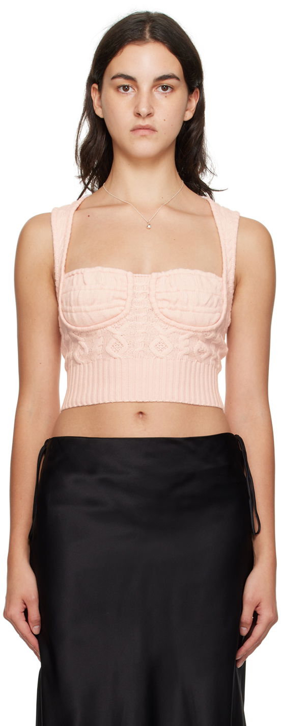 Tanktop GUIZIO Guizio Gemma Knit Tank Top Lyserød | F23612S004