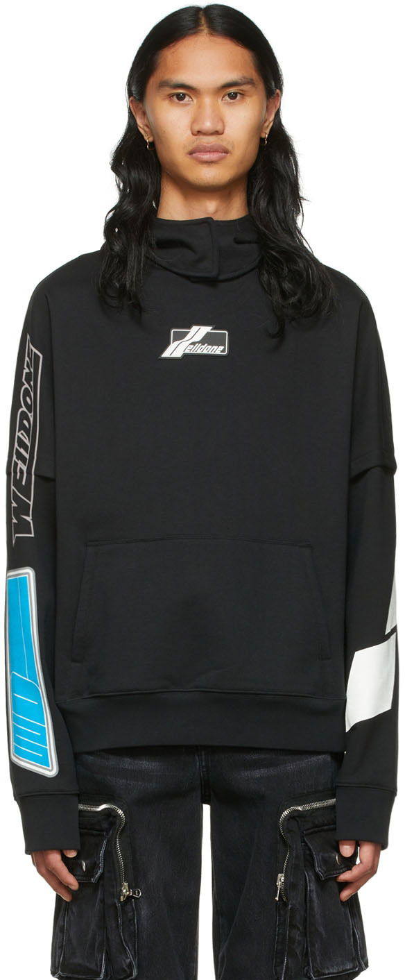 Sweatshirt We11done Cotton Graphic Hoodie Sort | WD-TH1-22-568-U-BK