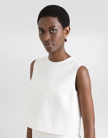 Crop top Dolce & Gabbana Dolce & Gabbana Stretch Mat Crop Top Hvid | F7AU2TFU9AUW0001, 3