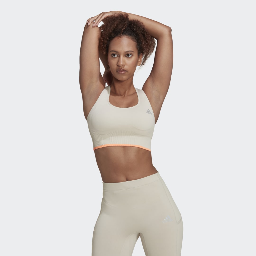 Bh adidas Performance Running Medium-Support Seamless Merino Wool Bra Beige | HL8599, 1