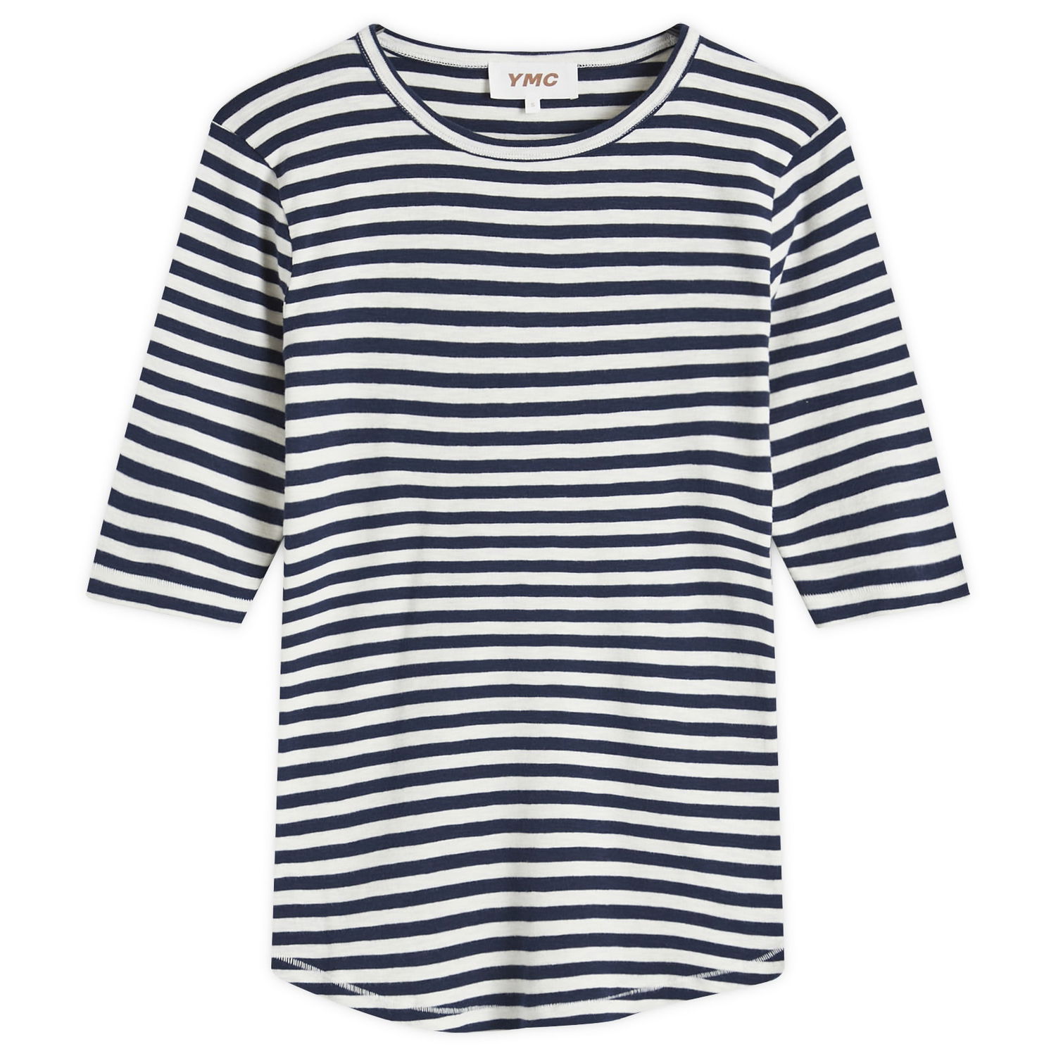 T-shirt YMC Earth Charlotte Striped Short Sleeve Top Blå | Q6AZC-NAVY-WHITE, 0