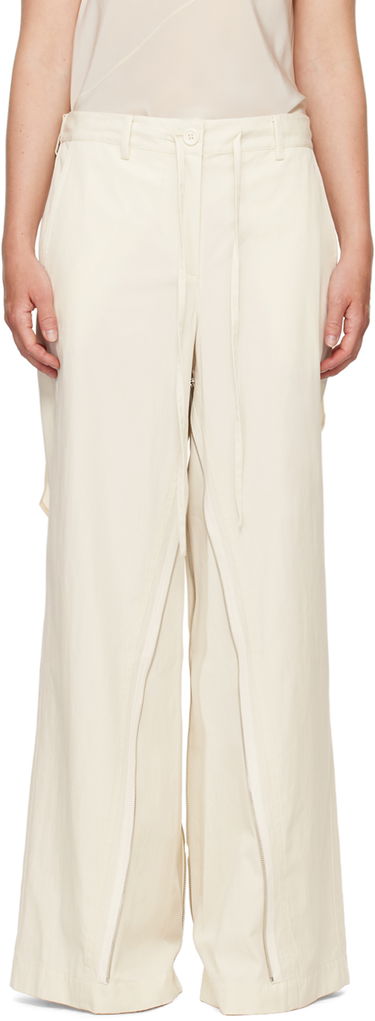 Bukser Helmut Lang Helmut Lang Gusset Wide Leg Trousers Hvid | O04HW208, 0