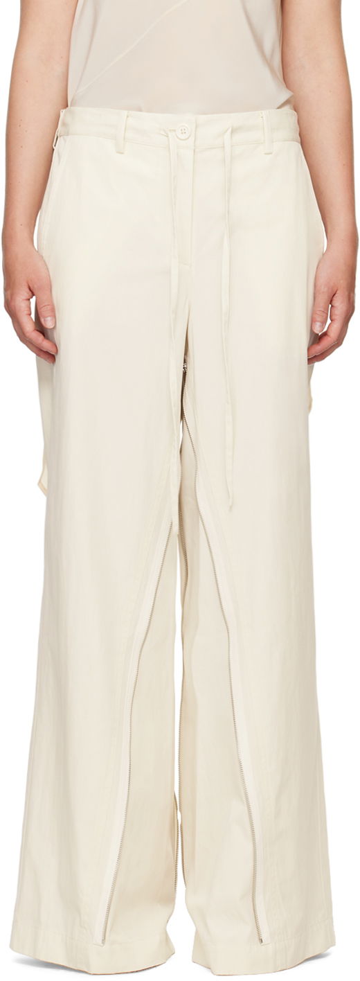 Bukser Helmut Lang Helmut Lang Gusset Wide Leg Trousers Hvid | O04HW208