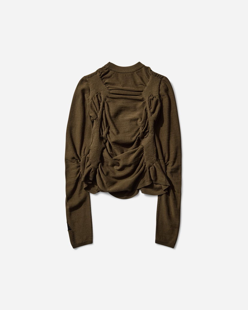 Sweater ROA Pinched Wool Knit Top Grøn | RBWW063YA24 GRN0012