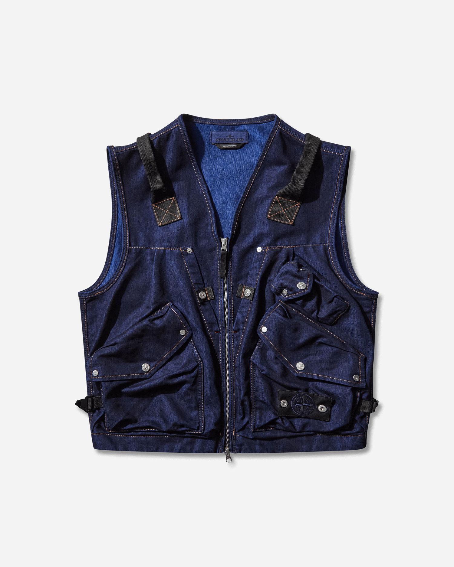 Vest Stone Island Polypropylene Denim Light Zip Multi-Pocket Utility Vest Rinsed Blå | K2S15-G100016-S00J2 VJ201, 1
