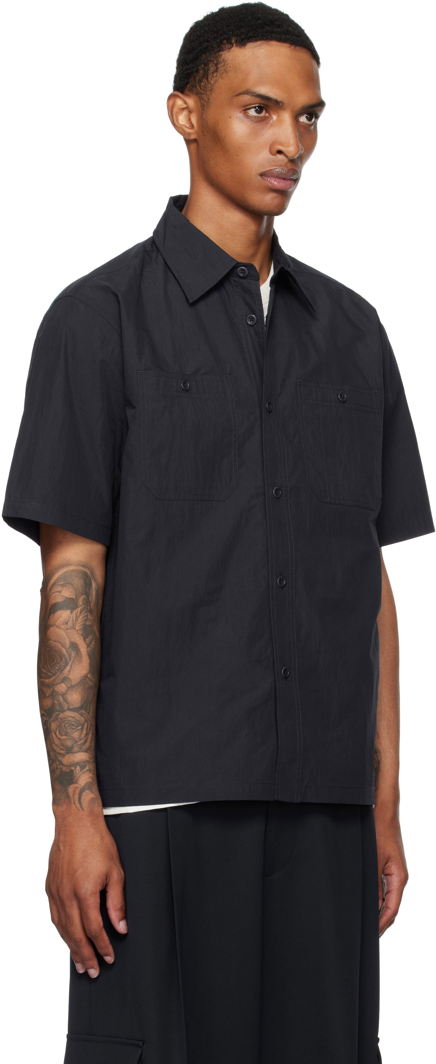 Skjorte NORSE PROJECTS Norse Projects Ivan Tech Poplin Short Sleeve Shirt Sort | N40-0826, 1