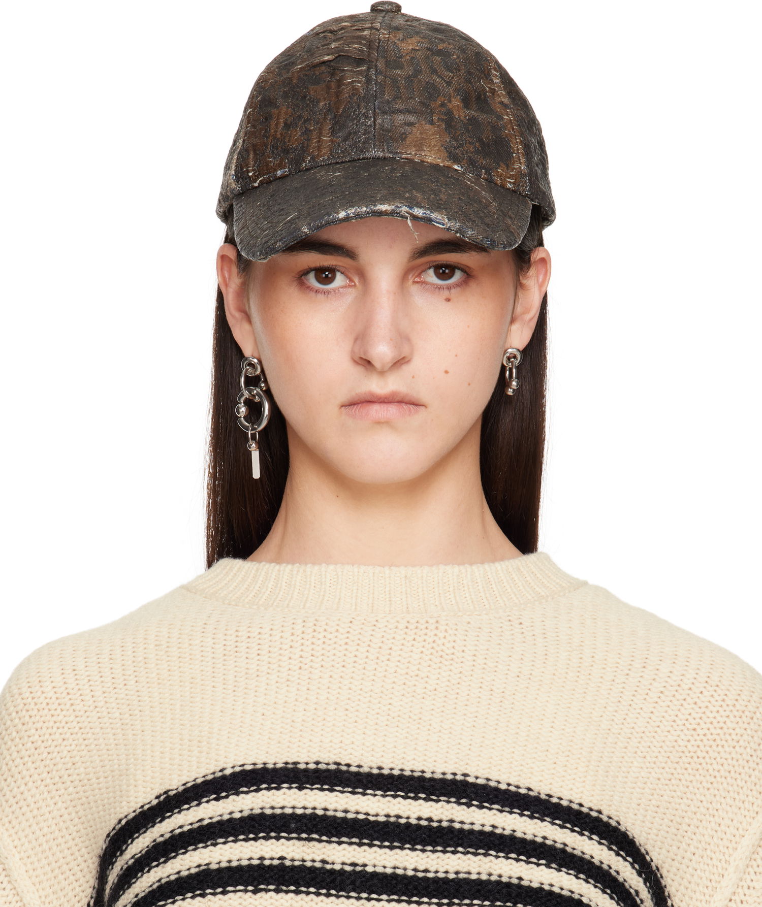 Kasket Acne Studios Acne Studios Distressed Monogram Baseball Cap Brun | C40401-, 0