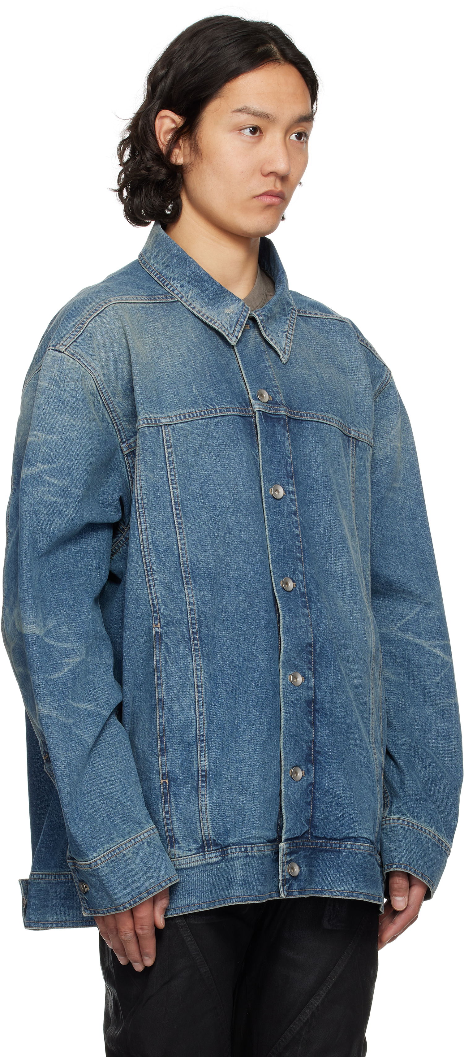 Jakke Rick Owens Rick Owens DRKSHDW Hollywood Jumbo Worker Denim Jacket Blå | DU01E3761 DWB, 1