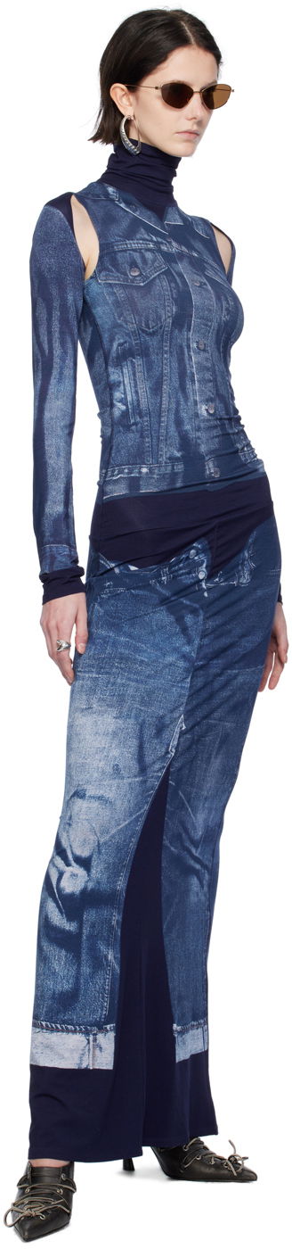 Nederdel Jean Paul Gaultier Gaultier Trompe L'oeil Maxi Dress Blå | 23/15-F-RO068-J530-5950, 3