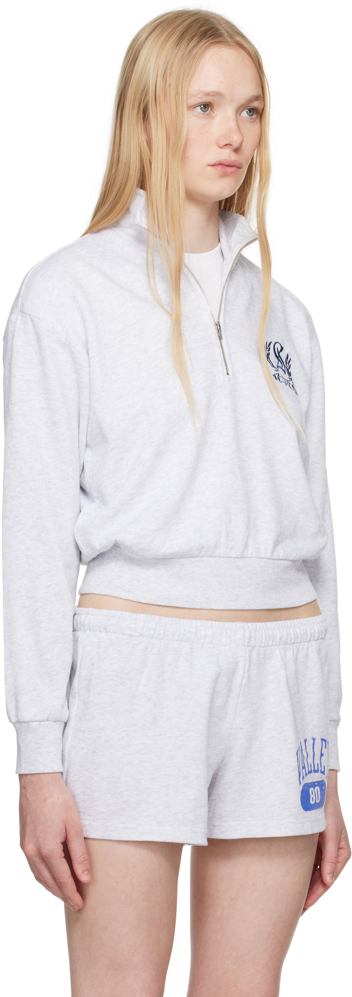 Sweater SKIMS SKIMS Lightweight Fleece Shrunken Quarter Zip Sweatshirt Grå | PL-PLO-8155W, 1