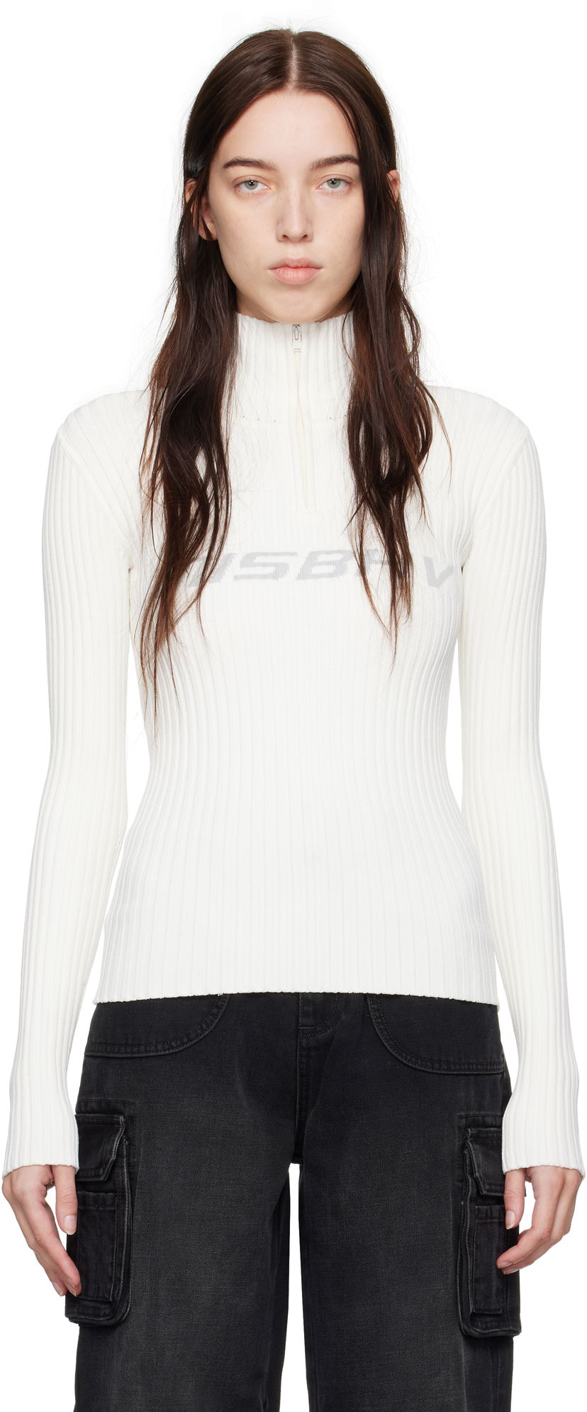 Sweater MISBHV Knitted Quarter-Zip Ski Turtleneck Hvid | 230B703