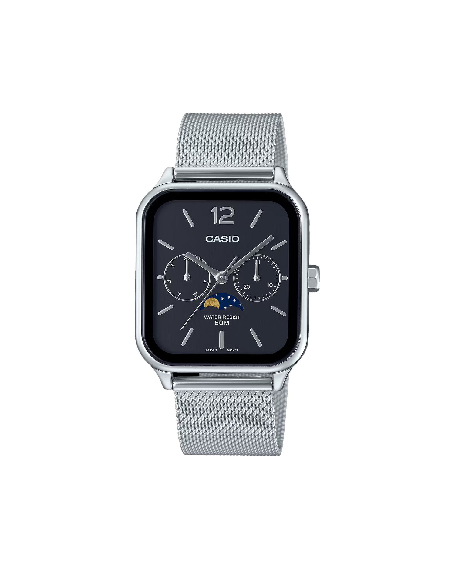 Ur CASIO Watch with Day and Date Display and Moon Phase Subdial Metalisk | MTP-M305M-1AVER, 0