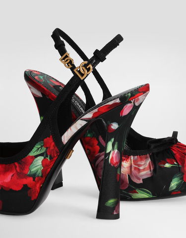 Tilbehør Dolce & Gabbana Dolce & Gabbana Satin Slingbacks With Floral Print Flerfarvet | CG0927AD645HN5PD, 3