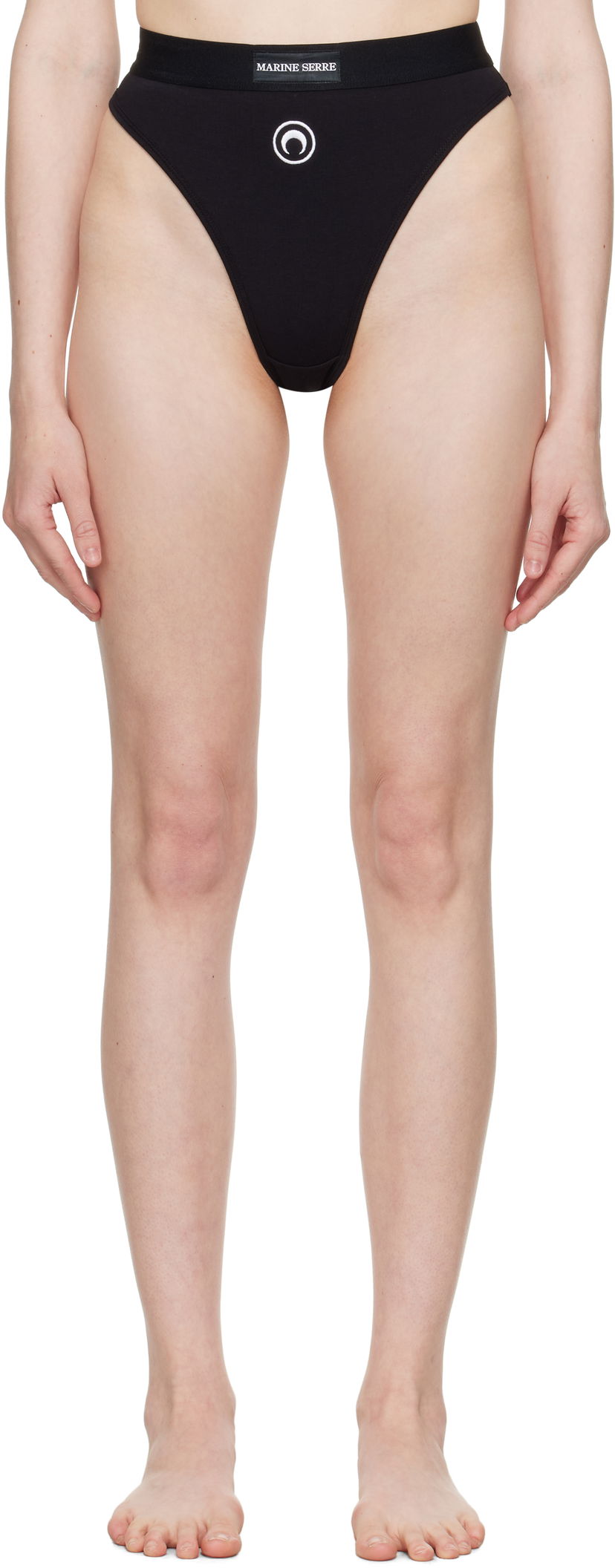 Trusser Marine Serre Marine Serre Moon Logo Stretched Jersey High-Waist Briefs Sort | WUW045A CJER0012
