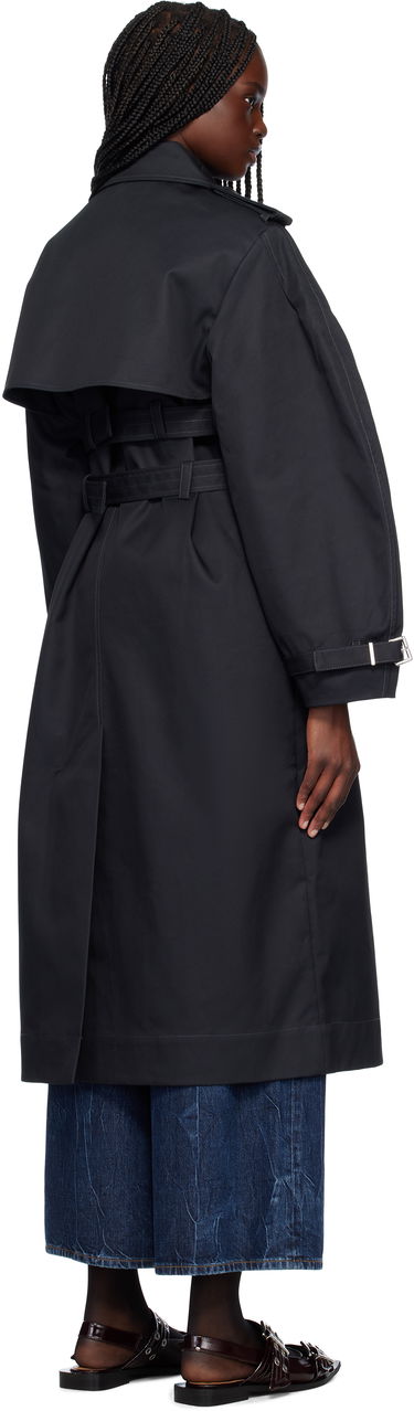Trenchcoat GANNI Ganni Bonded Cotton Trench Coat Sort | W0395, 2