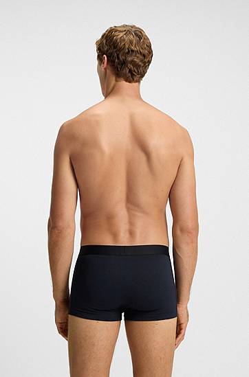 Boksere BOSS Three-pack of stretch-cotton trunks Mørkeblå | 50546764, 1