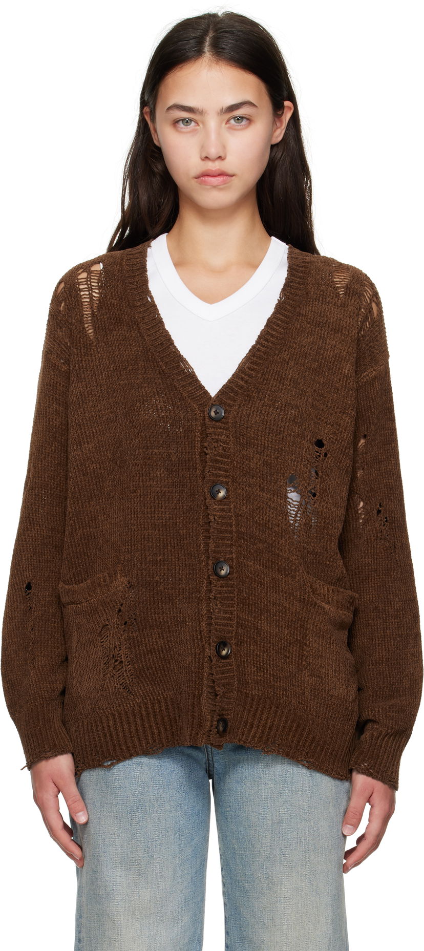 Sweater R13 R13 Chenille Boyfriend Cardigan Brun | R13WY237-Y224A