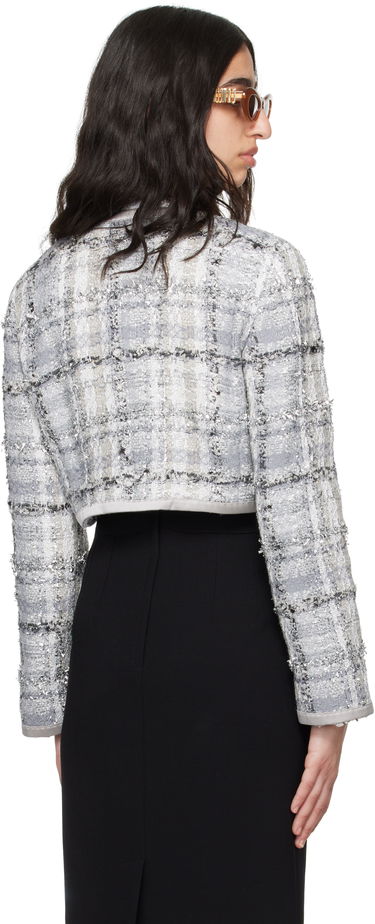 Jakke Dolce & Gabbana Dolce&Gabbana Short Check Lurex Raschel Tweed Jacket Grå | F27DQT FQZAE, 2