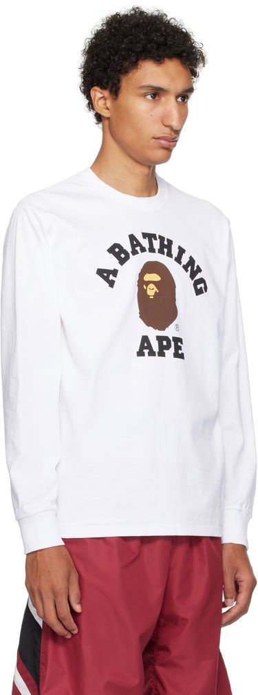 T-shirt BAPE A Bathing Ape College Long Sleeve T-Shirt Hvid | 001LTL301013M, 1