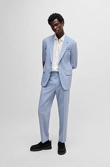 Skjorte BOSS Slim-Fit Satin Shirt Hvid | 50539769, 1