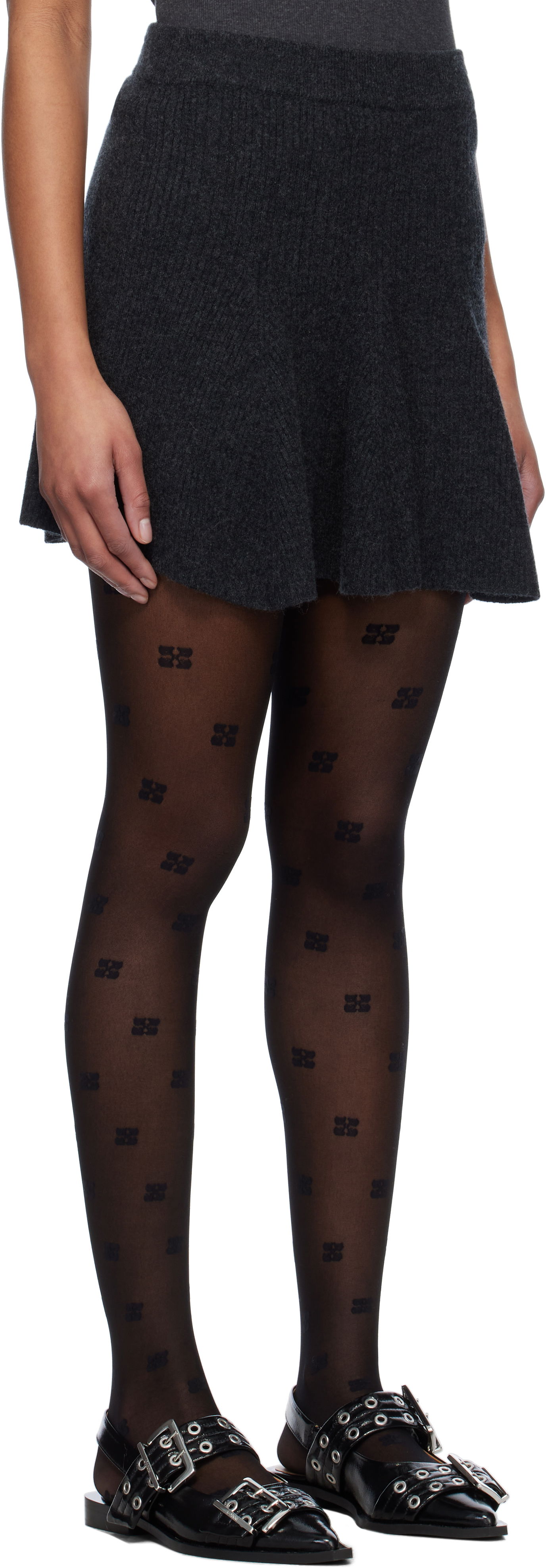 Nederdel GANNI GANNI Cashmere Blend Mini Skirt Grå | K2420, 1