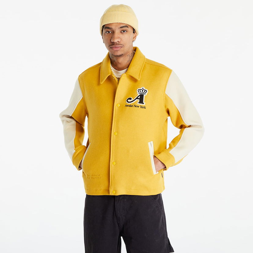 Bomberjakke Awake NY Awake NY Crown Embroidered Varsity Jacket Gul | AWK-FW23-OT005-SAF