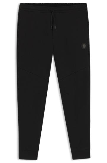 Træningsdragt BOSS Cotton-blend Panelled Tracksuit Bottoms with Double B Monogram Sort | 50543860