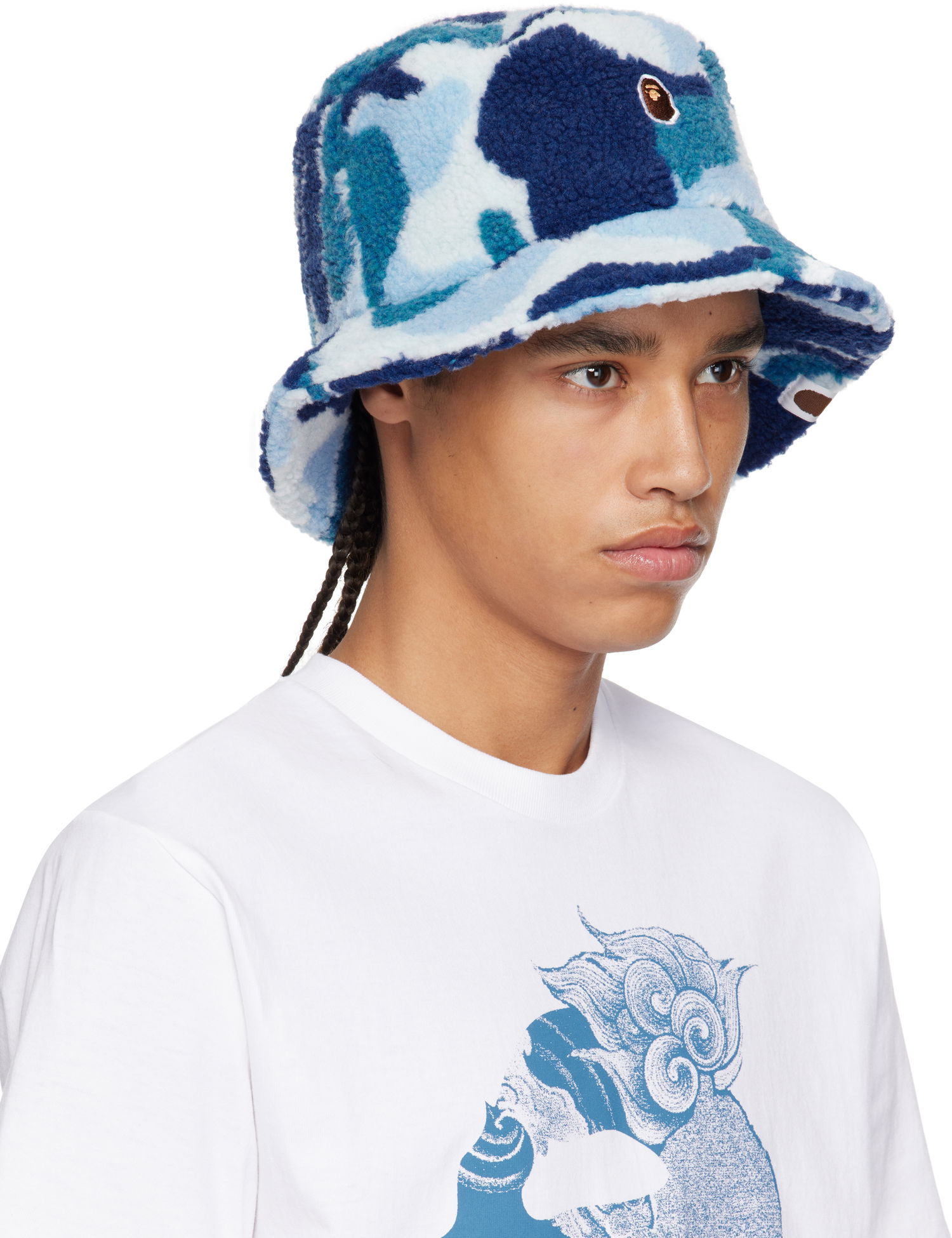 Hat BAPE A Bathing Ape ABC Camo Boa Fleece Bucket Hat Blå | 001HTK801006M, 1