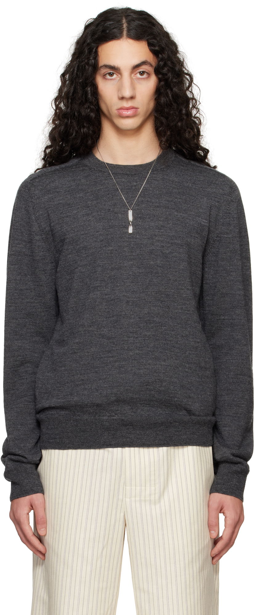 Sweater Maison Margiela Maison Margiela Elbow Patch Sweater Grå | S50HL0041 M13098