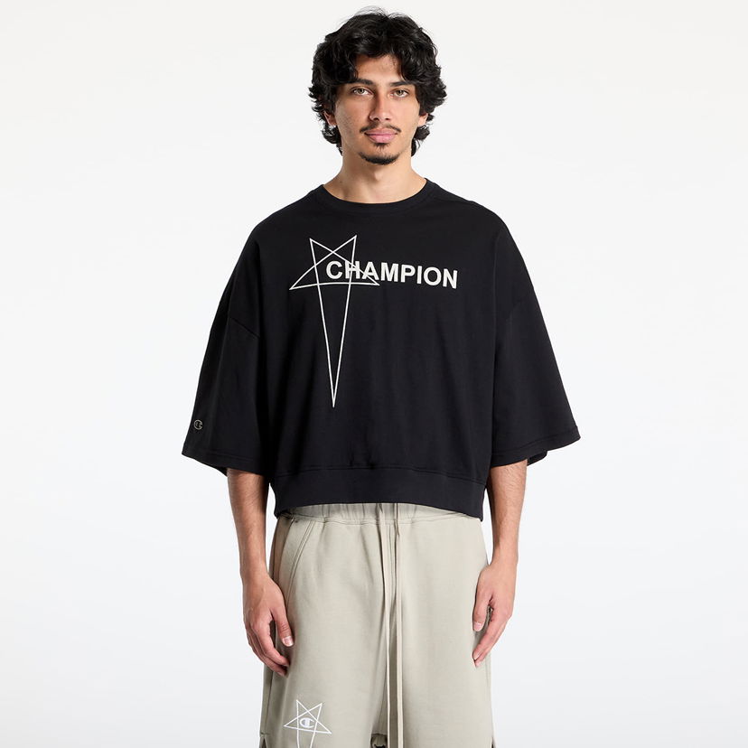 Sweatshirt Rick Owens Rick Owens DRKSHDW x Champion Tommy Cropped T-Shirt Sort | CM01E1677 CHJG 09