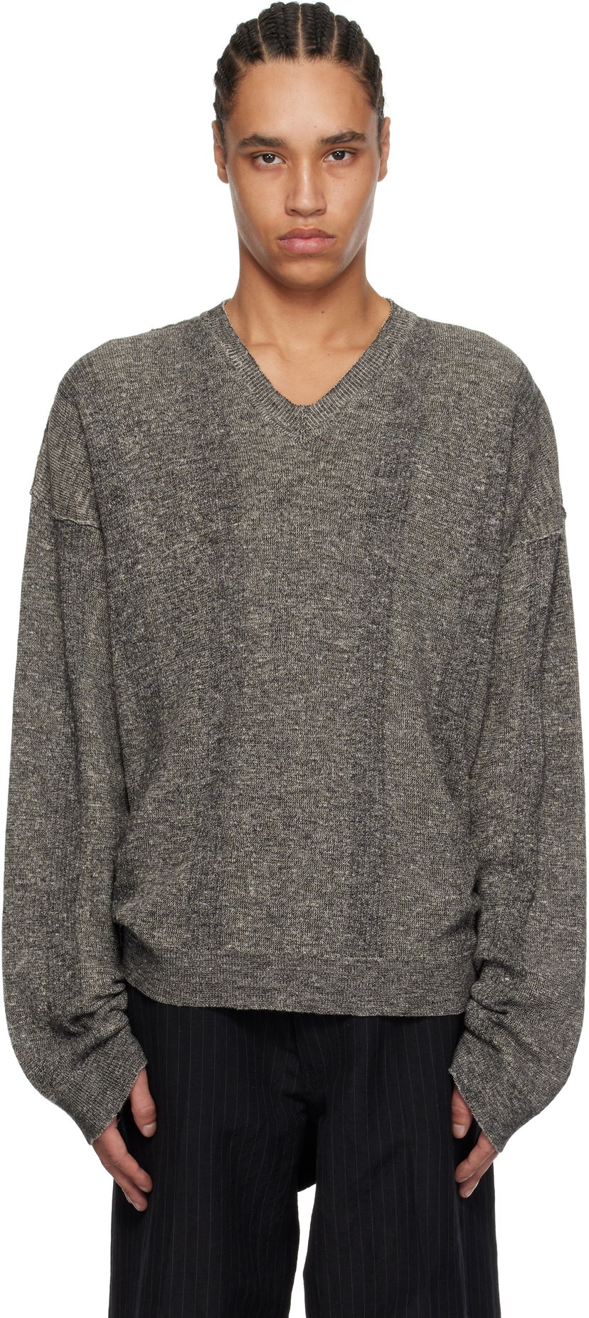 Sweater Maison Margiela Maison Margiela V-Neck Sweater Grå | S50HN0012 M13097