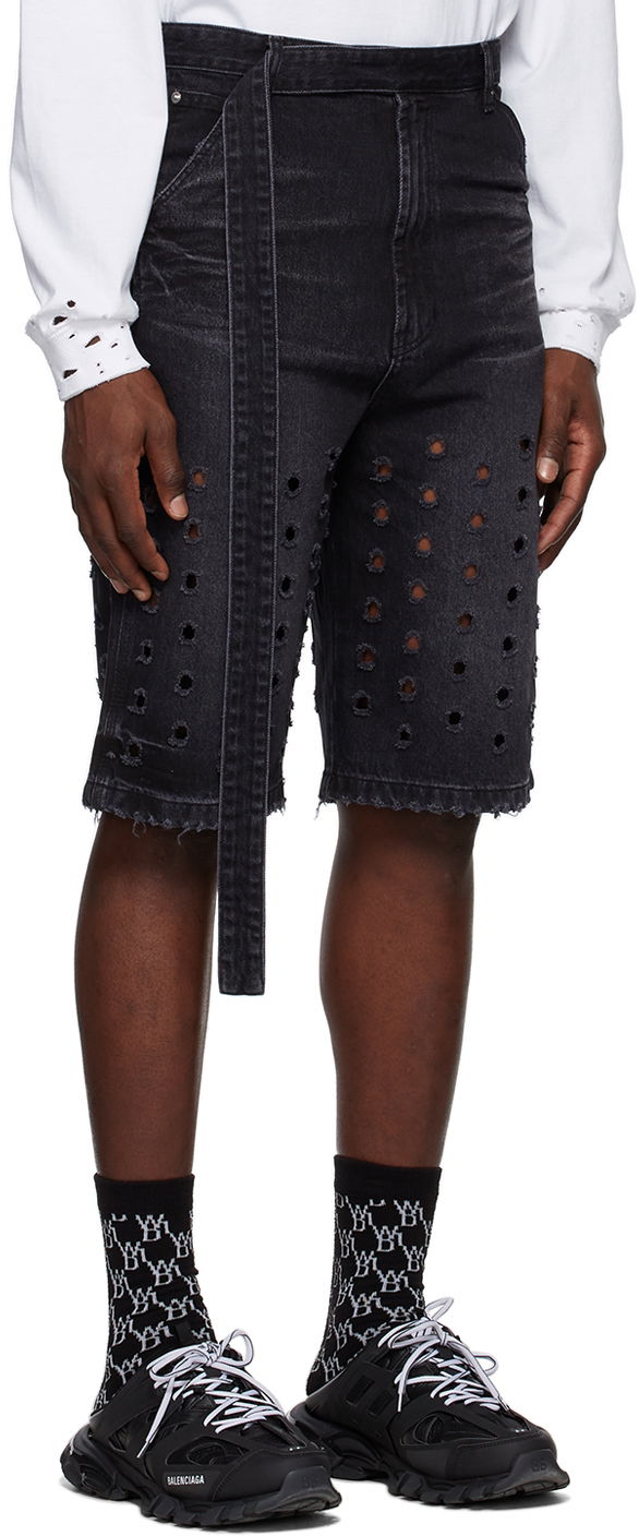 Shorts We11done We11done Denim Eyelet Shorts Sort | WD-DP1-22-358-M-WB, 1