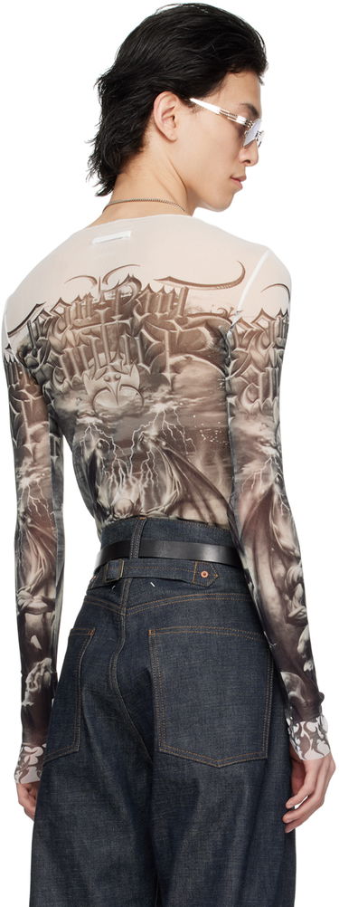 T-shirt Jean Paul Gaultier Jean Paul Gaultier 'The Diablo' Graphic Mesh Long Sleeve T-Shirt Hvid | 24/25-U-TO137-T546-0100, 2