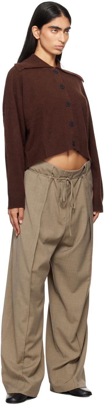 Sweater Loulou de Saison Loulou de Saison Sao Cropped Cardigan Brun | SAO, 3